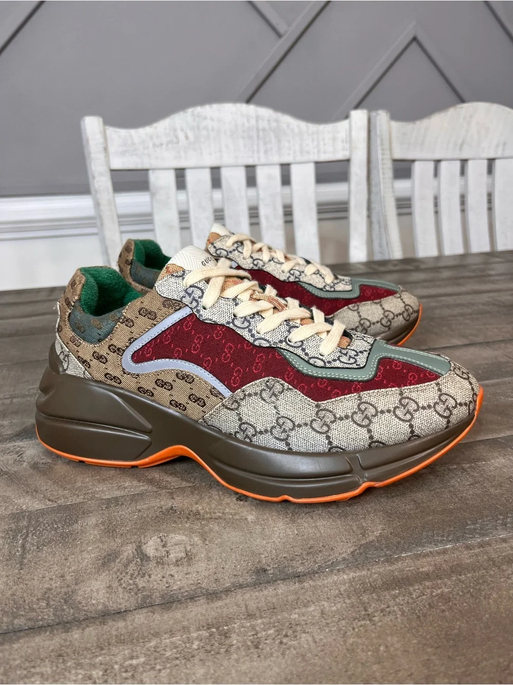 Gucci Rhyton 'Beige Brick Red Monogram GG Men’s Sz 8